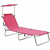 Chaise longue pliable avec auvent Rose Aluminium Vidaxl