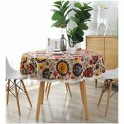 Cmodihi - Nappes en Coton Nappe de Coton Lin Sun Flower Table Cloth Lace Cover de Table Polyvalent intérieur et extérieur (Diamètre 150cm, Fleur du