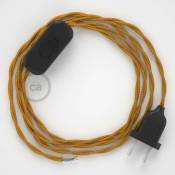 Creative Cables - Cordon pour lampe, câble TM05 Effet Soie Doré 1,80 m. Choisissez la couleur de la fiche et de l'interrupteur Noir