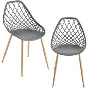 Ensemble de 2 pc chaises de salle à manger salon Studio en plastique avec des jambes métalliques