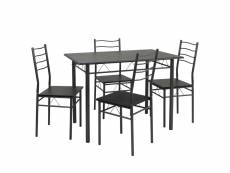 Ensemble de table et 4 chaises lima pour salle à manger noir/gris I9171