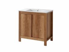 Ensemble meuble vasque salle de bain - bois - 80 cm - typical oak