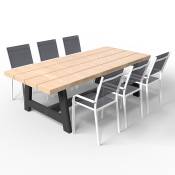Ensemble table à manger en bois 240cm + 6 chaises