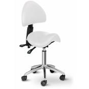 Fauteuil chaise siège-selle avec dossier fer chromé synthétique pvc blanc - Blanc