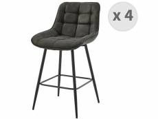 Grant - fauteuil de bar vintage en micro marron foncé et métal noir (x4)