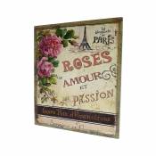 L'Héritier Du Temps Grand Tableau ou Cadre Mural à Poser Motifs Floraux Rose Amour et Passion Imprimés sur Toile 2x46x56cm