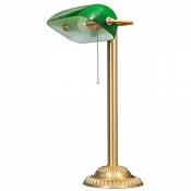 Lampe de banquier abat-jour vert rétro bronze traditionnel
