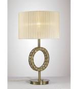 Lampe de Table Florence rond avec Abat jour crème 1 Ampoule laiton antique/cristal
