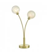 Lampe Design Avari Laiton satiné,verre givré blanc 2 ampoules 52cm