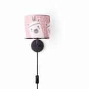 Lampe Enfant Applique Avec Interrupteur ∅18 cm Lama Rose Gris Câble 3 m E14 Rose (Ø18cm), Lampe murale - Noir - Paco Home
