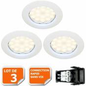 Lampesecoenergie - Lot de 3 Spot led complete ronde fixe eq. 50w blanc chaud