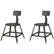 LOFT Lot de 2 chaises de salle à manger métal noir - Industriel - L 41 x P 41 cm