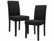 Lot de 2 chaises rembourrées avec pieds en bois massif housse en synthétique design 90 cm noir helloshop26 03_0002363