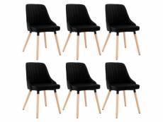 Lot de 6 chaises de salle à manger cuisine design scandinave velours noir cds022735
