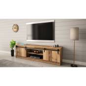 Meuble tv 200x57x35 cm couleur vieux bois grange meuble Hi-fi luxueux sideboeard à poser