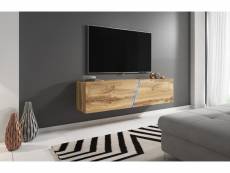 Meuble tv chêne wotan + led bleu - 160 x 34 x 40 cm -pegane-