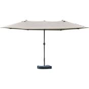 Outsunny - Parasol de jardin xxl parasol grande taille 4,6L x 2,7l x 2,4H cm ouverture fermeture manivelle acier polyester haute densité gris clair