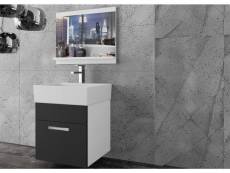Palomi - ensemble de salle de bain - 3 pcs - meuble à suspendre - vasque en porcelaine - noir