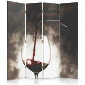 Paravent Décoration Vin Rouge Élégant pour Intérieur Design - 145 x 150 cm - 1 face déco, 1 face noir - Marron