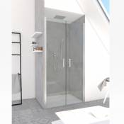 Paroi de douche à portes pivotantes SALOON - Chromé - 80 x 200 cm