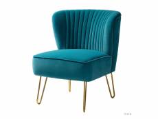 Petite chaise en velours, moderne sans accoudoirs avec pieds en métal doré et capitonné en velours, chaise de salle à manger en velours de salon adapt