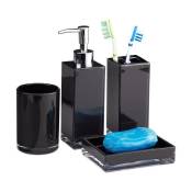 Relaxdays Accessoires salle de bain Set 4 pièces distributeur savon gobelet brosse à dent porte-savon plastique - 4052025952389