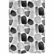 Rideau de douche contraste tissu 180x200 blanc gris - blanc / noir