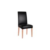 Springos - Housse de chaise élastique en cuir noir