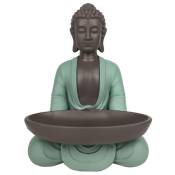Statue déco Bodhi avec Plat vide poche en résine vert et marron - H18