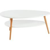 STONE Table basse ovale scandinave - Blanc laqué mat