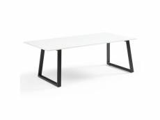 Table basse 120x60 cm céramique blanc pieds luge - oregon 02