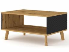 Table basse chêne artisan/noir mat fraisé 90x60cm avec étagére de haute qualité modèle luxi