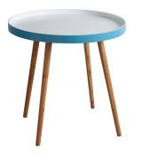 Table d'appoint en bois et mdf laqué bleu