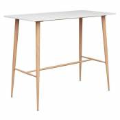 Table de bar bois blanc et pieds métal bois clair