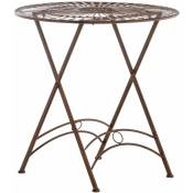 Table de jardin en métal ø 71 cm style rustique marron vieilli