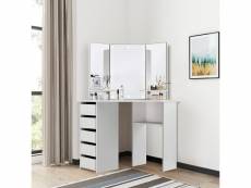 Table de toilette ml-design avec éclairage led, blanc, 110x141,5x54 cm, en panneau de particules mdf 490001131
