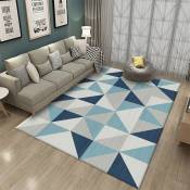 Tapis Salon Chambre à Motifs Géométriques Design Moderne pour Couloir Salle à manger - 120x160 cm Bleu
