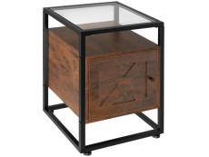 Tectake table de chevet kidderminster 40x43x60,5cm - bois foncé industriel 404686