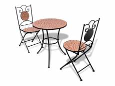 Vidaxl table de bistro 60 cm et 2 chaises mosaïqué