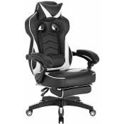 Woltu - Racing chaise. Chaise de Gaming. Fauteuil de bureau avec appuie-tête et coussin lombaire. Siège en Similicuir. Noir+Blanc
