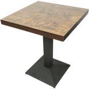 Wyctin - Hofuton Table Carrée Style Industriel Métal et Bois Style 2
