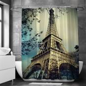 Xinuy - 1 pc Paris Tour Eiffel Rideau De Douche Impression
