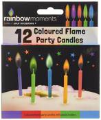 12 Coloured - Flame Party Candles