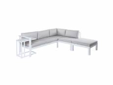 Canapé d'angle d'extérieur aluminium blanc-gris - atiheu - l 224 x l 224 x h 66 cm - neuf