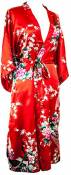 CCcollections Kimono Robe Longue 16 Couleurs Premium Paon Demoiselle d'Honneur Nuptiale Womens Cadeau (Rouge), taille unique