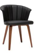 Chaise design noir et bois foncé noyer albin - Noyer / noir