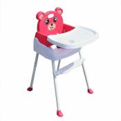 Chaise haute moderne pliable 4 en 1 pour bébé avec plateau et ceinture de sécurité réglable Bleu (rose)
