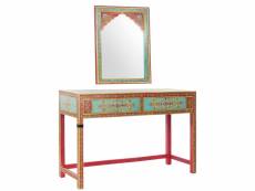 Console meuble console en bois de manguier et acrylique, motif assortis avec miroir