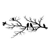 Décoration murale oiseaux sur branche en métal noir