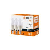 Duolec - Pack 3 Ampoules Bougie Led E14 lumière chaude